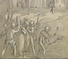 Load image into Gallery viewer, Federico Zuccaro, after. Emperor Henry IV at the Feet of Pope Gregory VII. Engraving by Anne Claude Philippe de Tubières, Comte de Caylus. 1742.