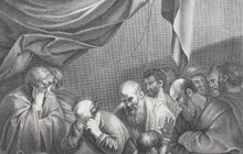 Load image into Gallery viewer, Michelangelo da Caravaggio, after. Death of the Virgin. Engraving by Simon Vallée. 1742.
