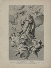 Load image into Gallery viewer, Melchiore Caffa, after. Ecstasy of St Catherine of Siena. Engraving by Simon François Ravenet I. 1742.