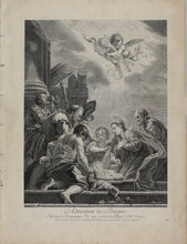 Load image into Gallery viewer, Domenico Fetti, after. Adoration of the shepherds. Engraving by Simon François Ravenet I. 1742