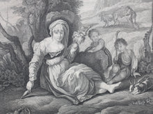 Load image into Gallery viewer, Domenico Fetti, after. Pastoral scene. Engraving by Gérard Jean Baptiste Scotin I. 1742.