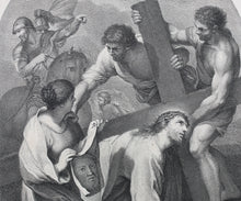 Load image into Gallery viewer, Andrea Sacchi, after. Carrying the Cross. Engraving by Simon Vallée. 1742.