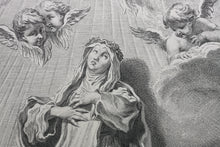 Load image into Gallery viewer, Melchiore Caffa, after. Ecstasy of St Catherine of Siena. Engraving by Simon François Ravenet I. 1742.