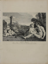 Load image into Gallery viewer, Titian, after. Human Life. Engraving by Simon François Ravenet I. 1742.