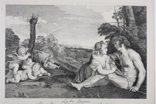 Load image into Gallery viewer, Titian, after. Human Life. Engraving by Simon François Ravenet I. 1742.