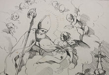 Load image into Gallery viewer, Giacinto Brandi, after. Sick people invoking a holy bishop. Etching by Anne Claude de Caylus. 1742.