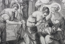 Load image into Gallery viewer, Jacopo Tintoretto, after. The Birth of Saint John the Baptist. Engraving by Frédéric Horthemels. 1742.