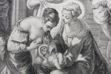 Load image into Gallery viewer, Jacopo Tintoretto, after. The Birth of Saint John the Baptist. Engraving by Frédéric Horthemels. 1742.