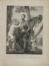 Load image into Gallery viewer, Paolo Veronese, after. Mars disarmed by Venus. Engraving by Michel Aubert. 1742.