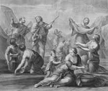 Load image into Gallery viewer, Giovanni Francesco Romanelli after. Israelites Gathering Manna. Engraving by Jean Raymond. 1742.