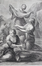 Load image into Gallery viewer, Giovanni Francesco Romanelli after. Israelites Gathering Manna. Engraving by Jean Raymond. 1742.