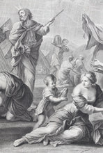 Load image into Gallery viewer, Giovanni Francesco Romanelli after. Israelites Gathering Manna. Engraving by Jean Raymond. 1742.