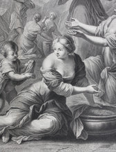 Load image into Gallery viewer, Giovanni Francesco Romanelli after. Israelites Gathering Manna. Engraving by Jean Raymond. 1742.
