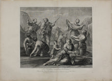 Load image into Gallery viewer, Giovanni Francesco Romanelli after. Israelites Gathering Manna. Engraving by Jean Raymond. 1742.