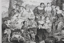 Load image into Gallery viewer, Bonifazio Veronese, after. Moses brought before Pharaoh's daughter. Engraving by Pierre Aveline. 1742.