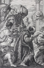 Load image into Gallery viewer, Paolo Veronese, after. Adoration of the Magi. Engraving by Nicolas Gabriel Dupuis. 1742.