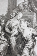 Load image into Gallery viewer, Paolo Veronese, after. The mystical marriage of St Catherine. Engraving by Frédéric Horthemels. c.1729/38.
