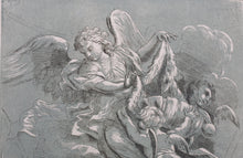 Load image into Gallery viewer, Andrea Antonio Orazi, after. Angels carrying Gideon's fleece. Engraving by Anne Claude de Caylus. 1742.
