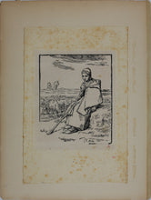 Load image into Gallery viewer, Jean-François Millet, after. La Grande Bergère assise. Seated Shepherdess. Woodcut by Jean-Baptiste Millet. XIX C.