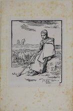 Load image into Gallery viewer, Jean-François Millet, after. La Grande Bergère assise. Seated Shepherdess. Woodcut by Jean-Baptiste Millet. XIX C.