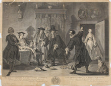 Load image into Gallery viewer, Cornelis Troost, after. The philosophers or the escaped girl. Engraving by Pieter Tanjé. 1757-1761.