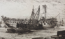 Load image into Gallery viewer, Francis Seymour Haden, after. Breaking up of the Agamemnon. Etching by Auguste Barry. 1880.