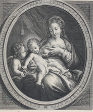 Load image into Gallery viewer, Antonio Correggio, after. Madonna del Latte. Engraving by Nicolas Bazin. 1648-1710.