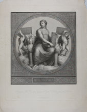 Load image into Gallery viewer, Raphael, after. Philosophia. Engraving by Louis-Auguste Darodes. 1863.