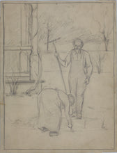 Load image into Gallery viewer, American realism. A man and woman planting tree seedlings. Graphite drawing. Early/Mid XX C.