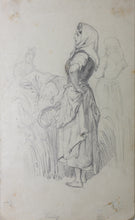 Load image into Gallery viewer, Unknown Russian(?) artist A group of reaper girls in a meadow. Graphite drawing. Late XIX C.