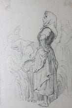 Load image into Gallery viewer, Unknown Russian(?) artist A group of reaper girls in a meadow. Graphite drawing. Late XIX C.