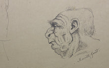 Load image into Gallery viewer, Frank T. Merrill. Grotesque sketches of Heads. Three pages. Pen, ink, and graphite. Mid XIX C.