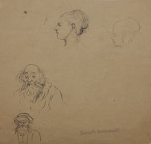 Load image into Gallery viewer, Frank T. Merrill. Grotesque sketches of Heads. Three pages. Pen, ink, and graphite. Mid XIX C.