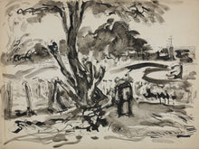 Load image into Gallery viewer, Figure in landscape. Ink, pen and wash. XX C.