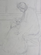 Load image into Gallery viewer, Study of a reading woman. Graphite drawing. Late XIX C.