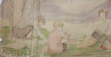 Load image into Gallery viewer, American Impressionism. At the Resort. Boys, girls and mothers enjoying leisure time at a resort. Sketches for murals. Watercolor and graphite. Early XX C.