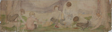 Load image into Gallery viewer, American Impressionism. At the Resort. Boys, girls and mothers enjoying leisure time at a resort. Sketches for murals. Watercolor and graphite. Early XX C.