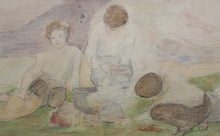 Load image into Gallery viewer, American Impressionism. At the Resort. Boys, girls and mothers enjoying leisure time at a resort. Sketches for murals. Watercolor and graphite. Early XX C.
