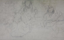 Load image into Gallery viewer, American Impressionism. At the Resort. Boys, girls and mothers enjoying leisure time at a resort. Sketches for murals. Watercolor and graphite. Early XX C.