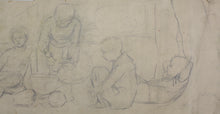 Load image into Gallery viewer, American Impressionism. At the Resort. Boys, girls and mothers enjoying leisure time at a resort. Sketches for murals. Watercolor and graphite. Early XX C.
