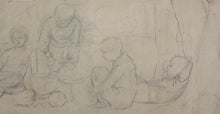 Load image into Gallery viewer, American Impressionism. At the Resort. Boys, girls and mothers enjoying leisure time at a resort. Sketches for murals. Watercolor and graphite. Early XX C.