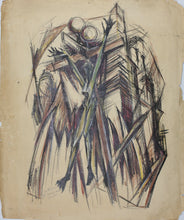 Load image into Gallery viewer, Bruce-Lou (perhaps the last name comes next, but it's illegible). Urban Crucifiction. Crayon drawing. 1951.
