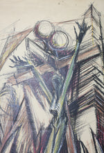 Load image into Gallery viewer, Bruce-Lou (perhaps the last name comes next, but it's illegible). Urban Crucifiction. Crayon drawing. 1951.