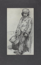 Load image into Gallery viewer, Study of a standing man with basket in his hands. Graphite drawing. Mid XX C.