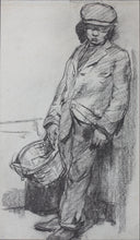 Load image into Gallery viewer, Study of a standing man with basket in his hands. Graphite drawing. Mid XX C.