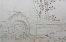 Load image into Gallery viewer, Palace park with statue of Greek Goddess. Graphite and ink drawing. XVIII C.