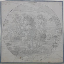 Load image into Gallery viewer, Etienne Allegrain. Italianate Landscape with Buildings. Ink and wash drawing. XVII C.