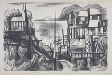 Load image into Gallery viewer, Seascape with church and houses. Lithograph. 1948.