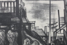 Load image into Gallery viewer, Seascape with church and houses. Lithograph. 1948.