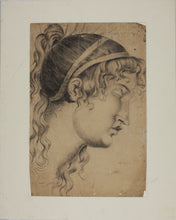 Load image into Gallery viewer, Female head. Classic drawing. Graphite drawing. XIX C.